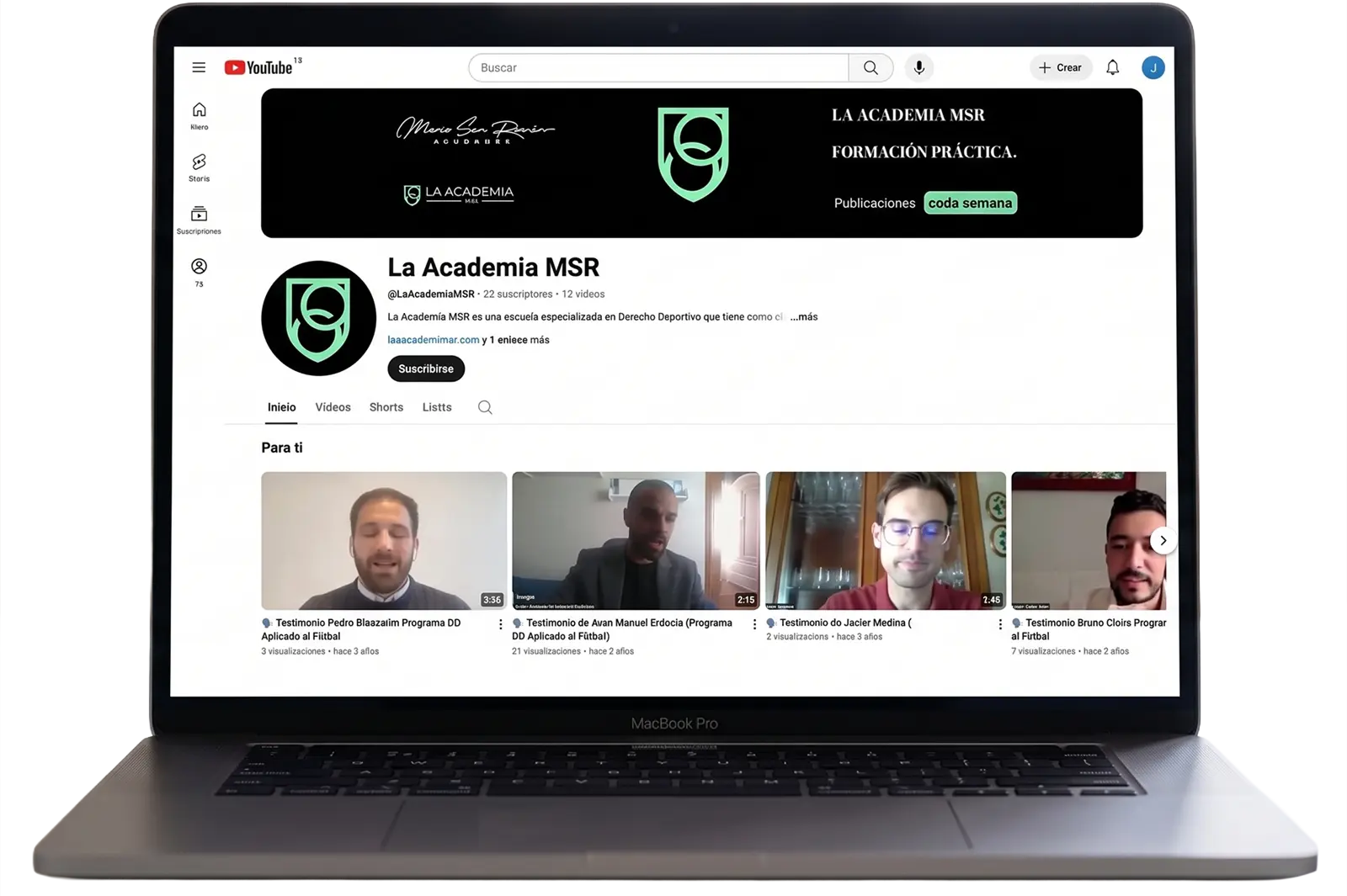 Canal YouTube Mario San Román derecho deportivo Academia MSR